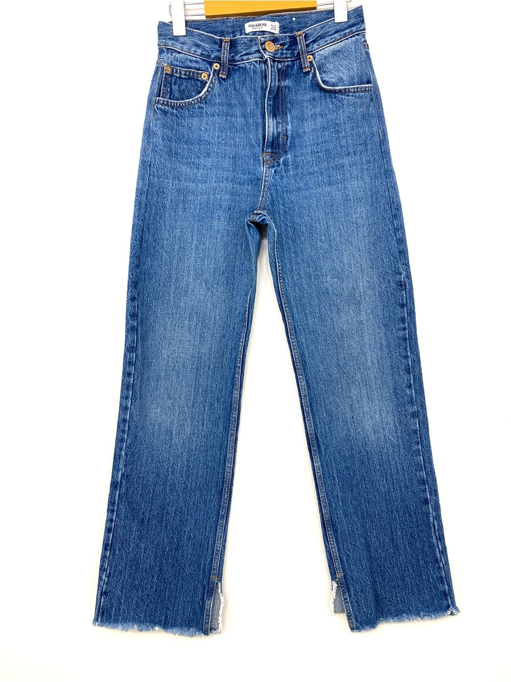 Pull & Bear High Waisted Straight Leg Jeans Medium Wash Slight Flare US 6